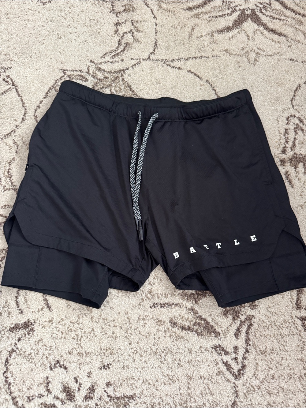 Battle Men's Black Athletic 2-in-1 Shorts size medium